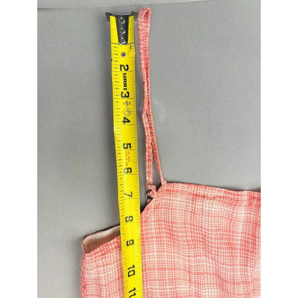 Urban Outfitters Women's XS Gauzy‎ Summer Coral Plaid Overalls Jumpsuit